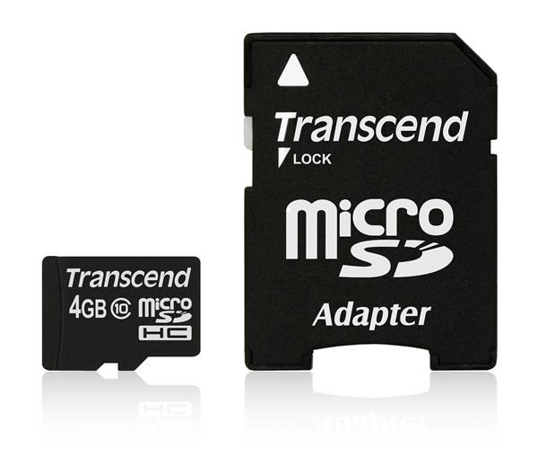 TRANSCEND Micro SDHC Class 10 4GB + adaptér (TS4GUSDHC10)