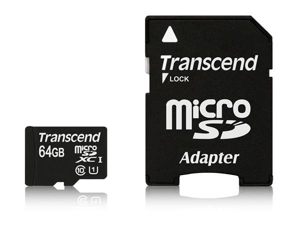 TRANSCEND Micro SDXC Class 10 UHS-I 400x, 64GB (Premium, R85, W35MB/s) + adaptér (TS64GUSDU1)