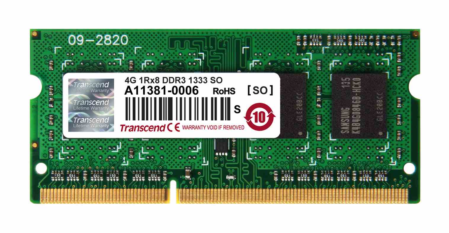 SODIMM DDR3 4GB 1333MHz TRANSCEND 1Rx8 CL9 (TS512MSK64V3H)