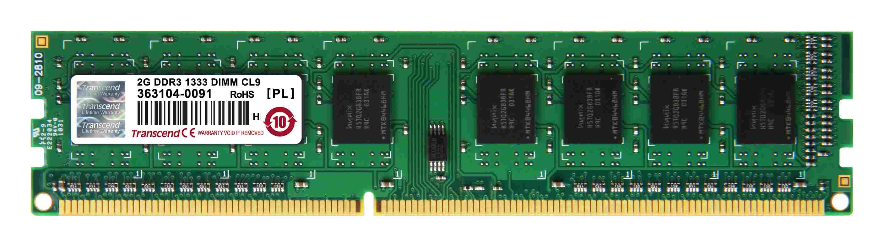 DIMM DDR3 2GB 1333MHz TRANSCEND 1Rx8 CL9 (TS256MLK64V3N)