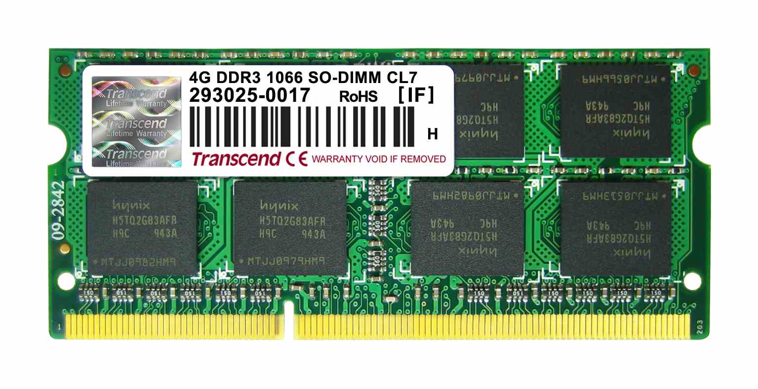 SODIMM DDR3 4GB 1066MHz TRANSCEND 2Rx8 CL7 (TS512MSK64V1N)