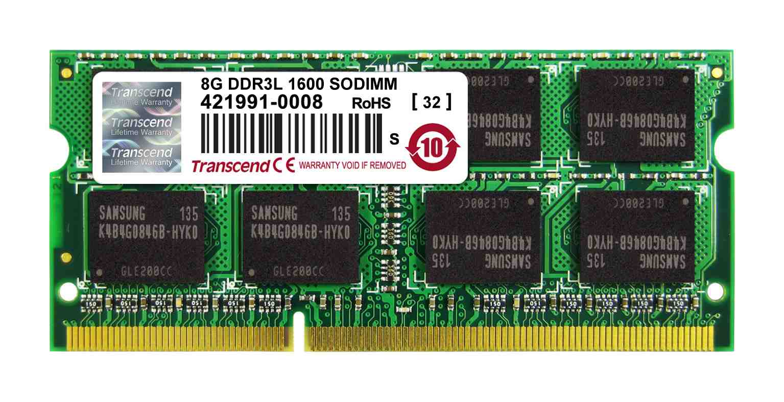 SODIMM DDR3L 8GB 1600MHz TRANSCEND 2Rx8 CL11 (TS1GSK64W6H)