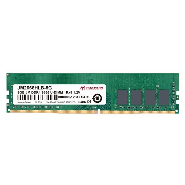 TRANSCEND DIMM DDR4 8GB 2666MHz 1Rx8 1Gx8 CL19 1.2V JM2666HLB-8G