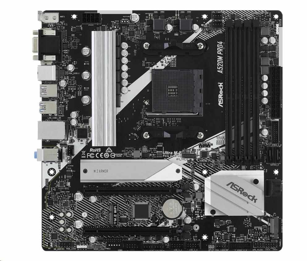 ASRock MB Sc AM4 A520M PRO4, AMD A520, 4xDDR4, HDMI, DP