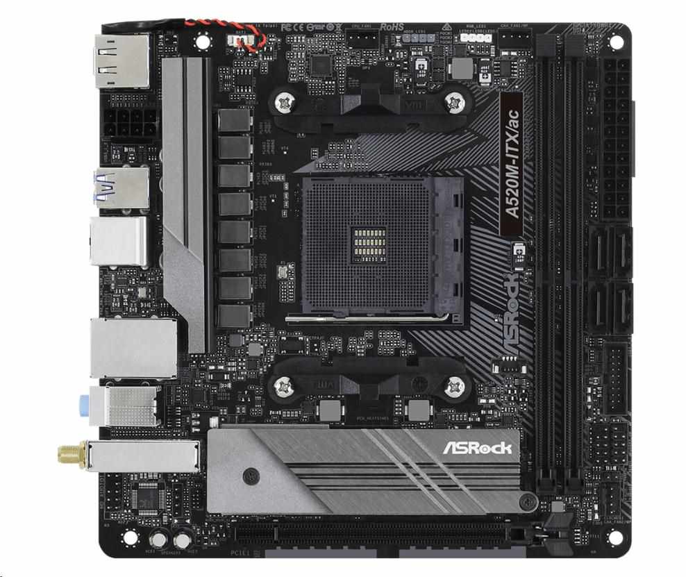 ASRock MB Sc AM4 A520M-ITX/AC, AMD A520, 2xDDR4, HDMI, DP