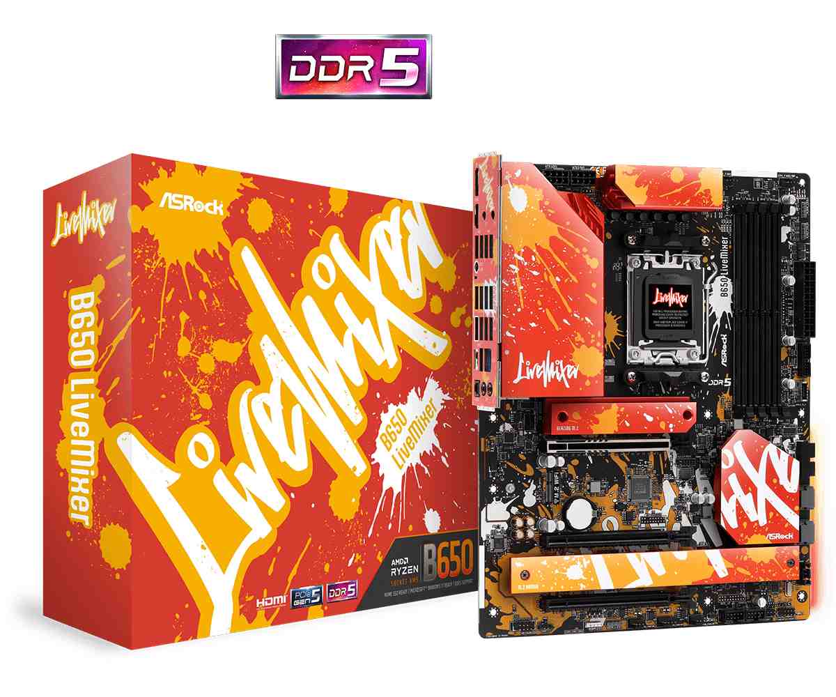 ASRock MB Sc AM5 B650 LiveMixer, AMD B650, 4xDDR5, 1xDP, 1xHDMI