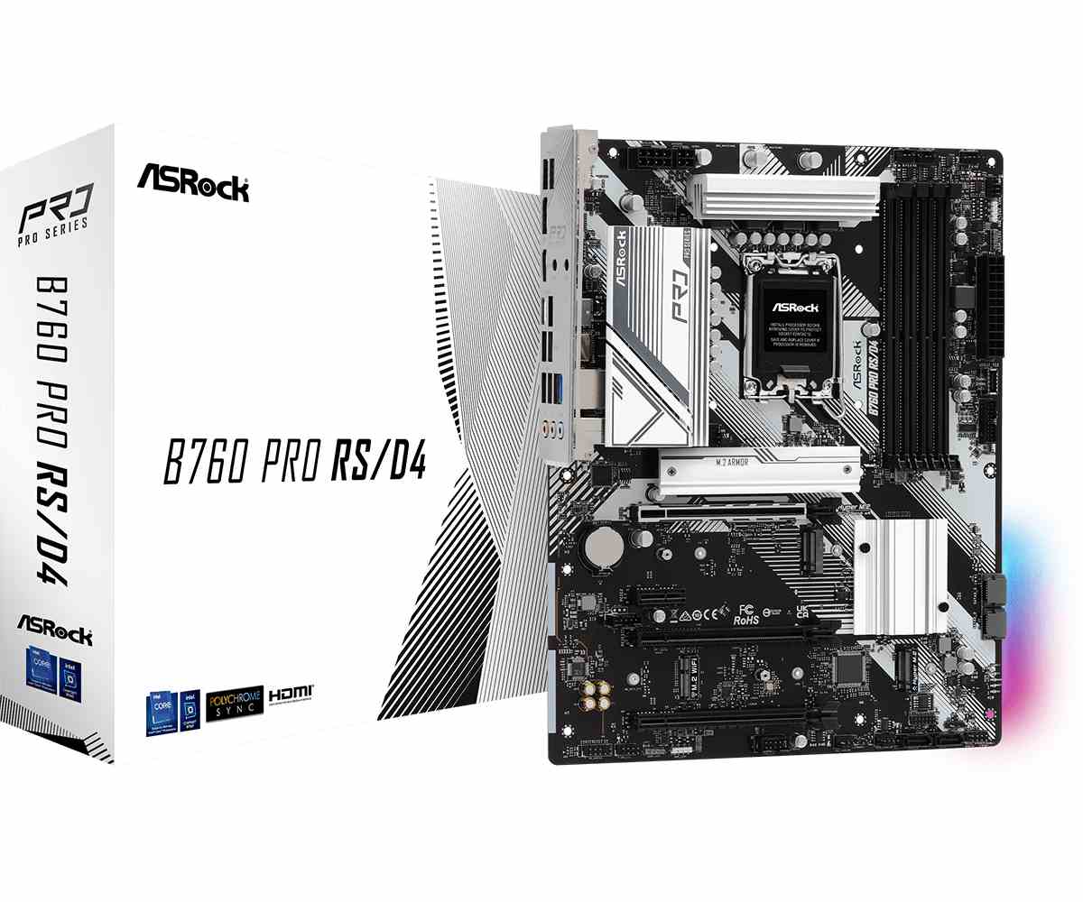 ASRock MB Sc LGA1700 B760 PRO RS/D4, Intel B760, 4xDDR4, 1xDP, 1xHDMI