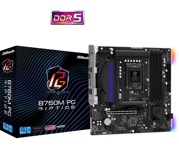 ASRock MB Sc LGA1700 B760M PG RIPTIDE, Intel B760, 4xDDR5, 1xDP, 1xHDMI, mATX