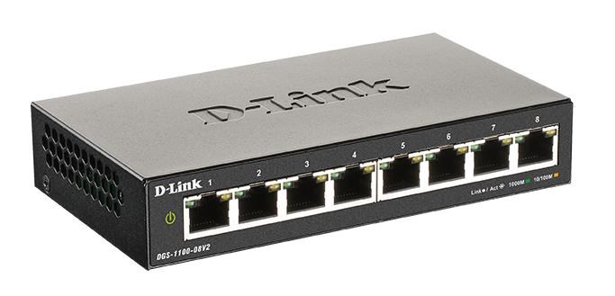 D-Link DGS-1100-08V2 8-port Gigabit Smart Managed switch, fanless DGS-1100-08V2/E