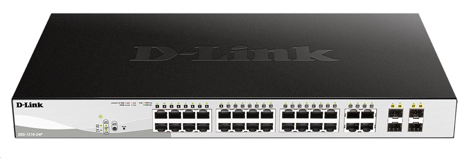 D-Link DGS-1210-24P 28-port Smart PoE Switch, 24x GbE PoE+, 4x RJ45/SFP, PoE 193W DGS-1210-24P/E