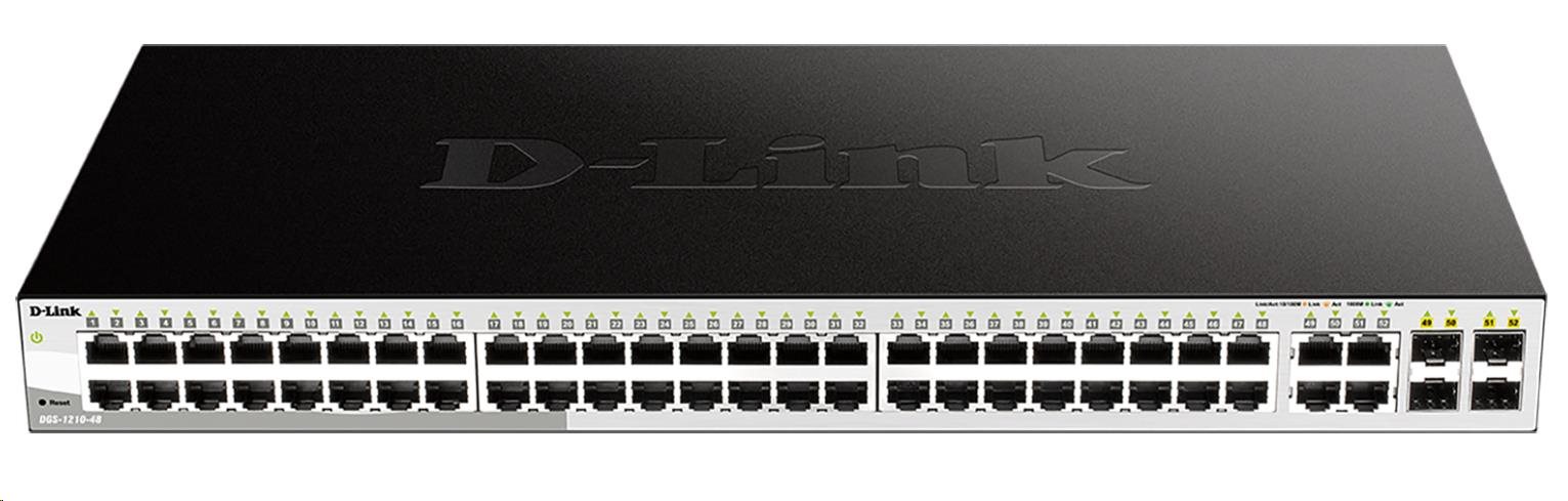 D-Link DGS-1210-48 52-port Gigabit Smart Switch, 48x GbE, 4x RJ45/SFP, fanless DGS-1210-48/E