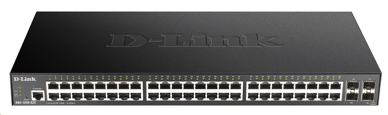 D-Link DGS-1250-52X 52-port Gigabit Smart Switch, 48x GbE, 4x SFP+ DGS-1250-52X/E