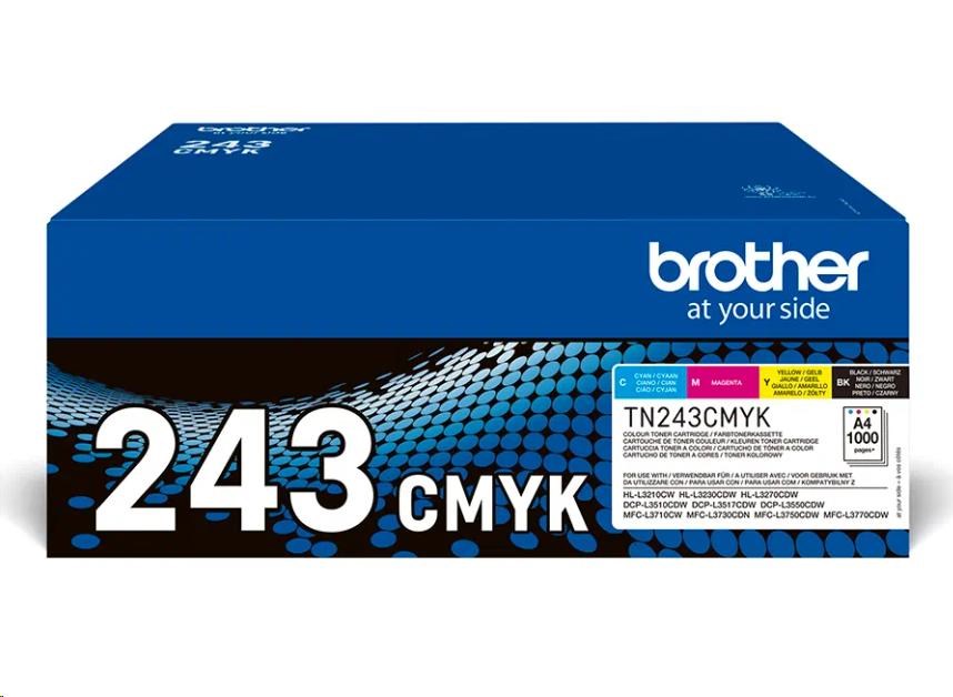 BROTHER Toner TN-243CMYK - PRO HLL3210 HLL3270 DCPL3510 DCPL3550 MFCL3730 MFCL3770 - cca 1000stran SADA TN243CMYK