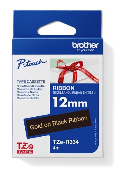 Brother TZE-R334 zlatý tisk/černý podklad 12 mm x 4 m originální páska