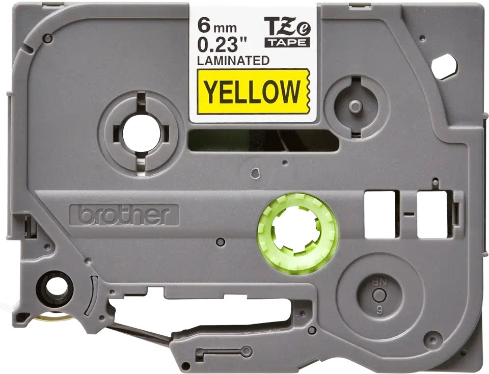 BROTHER TZE611 - kazeta TZ šířky 6mm, laminovaná TZE-611, žlutá/černé písmo