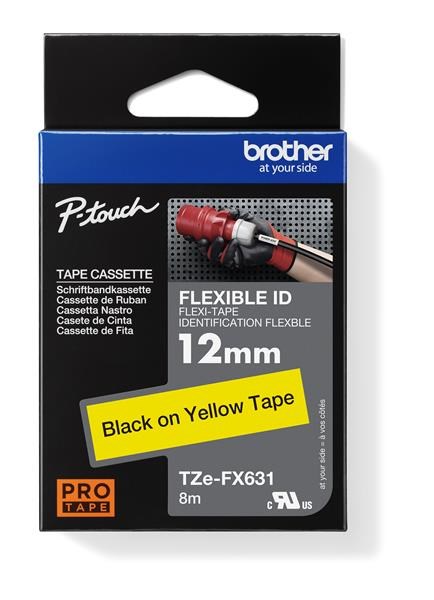 BROTHER TZEFX631 - kazeta TZ šírky 12mm, flexibilní lamino páskou TZE-FX631, žlutá/černé písmo