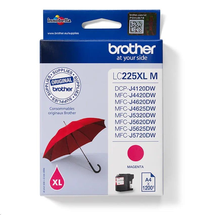 BROTHER INK LC-225XLM purpurový inkoust (až 1200 stran A4 dle ISO 24711) (LC225XLM)