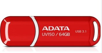 ADATA Flash Disk 64GB USB 3.0 Dash Drive UV150, červený (R: 90MB/s, W: 20MB/s) (AUV150-64G-RRD)