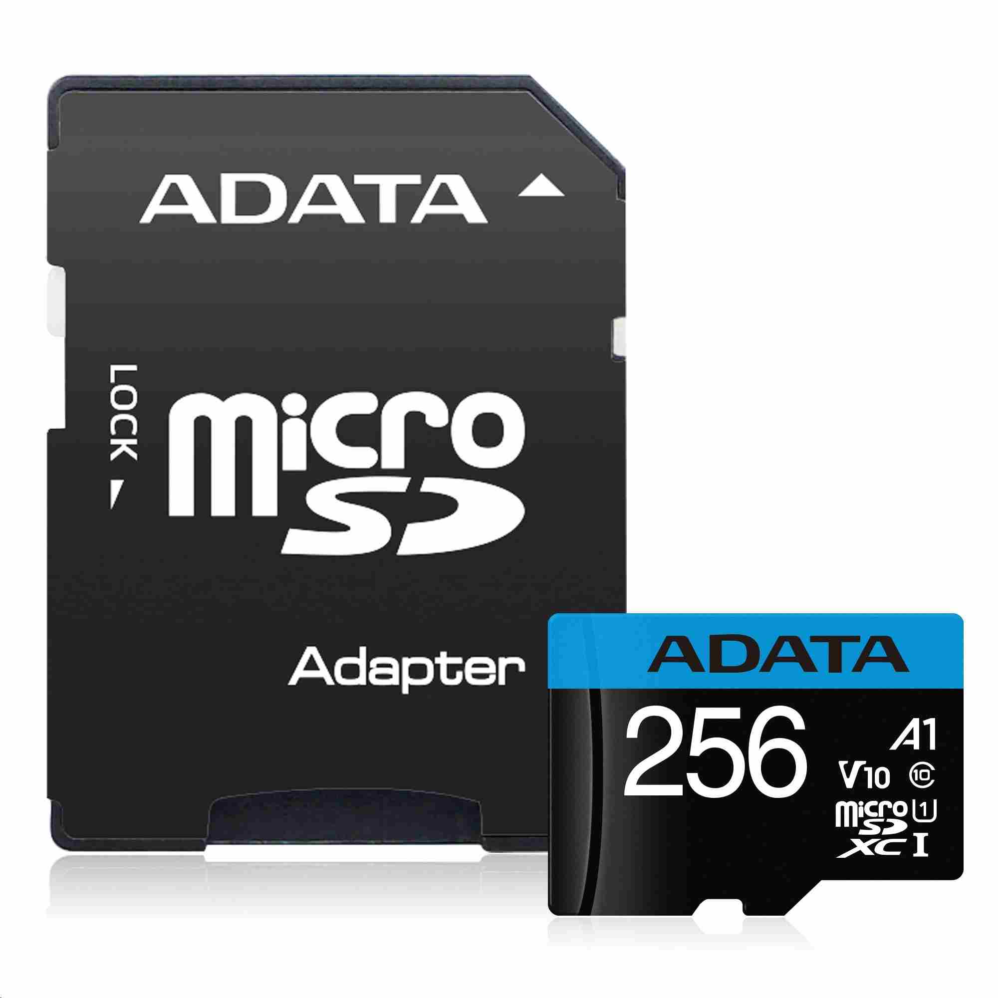 ADATA Micro SDXC karta 64GB UHS-I Class 10 + SD adaptér, Premier (AUSDX64GUICL10A1-RA1)