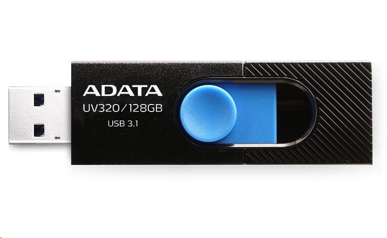 ADATA Flash Disk 128GB UV320, USB 3.1 Dash Drive, černá/modrá AUV320-128G-RBKBL