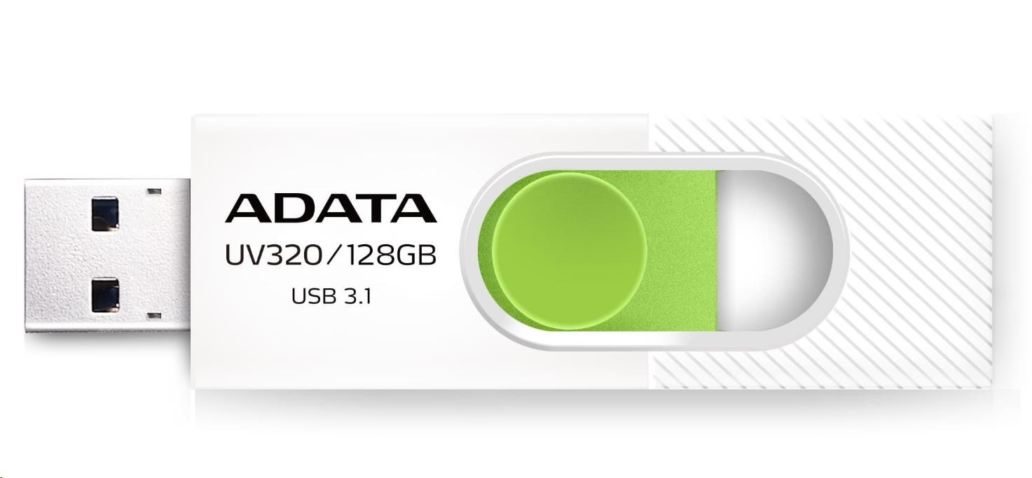 ADATA Flash Disk 64GB USB 3.1 Dash Drive UV320, White/Green (AUV320-64G-RWHGN)