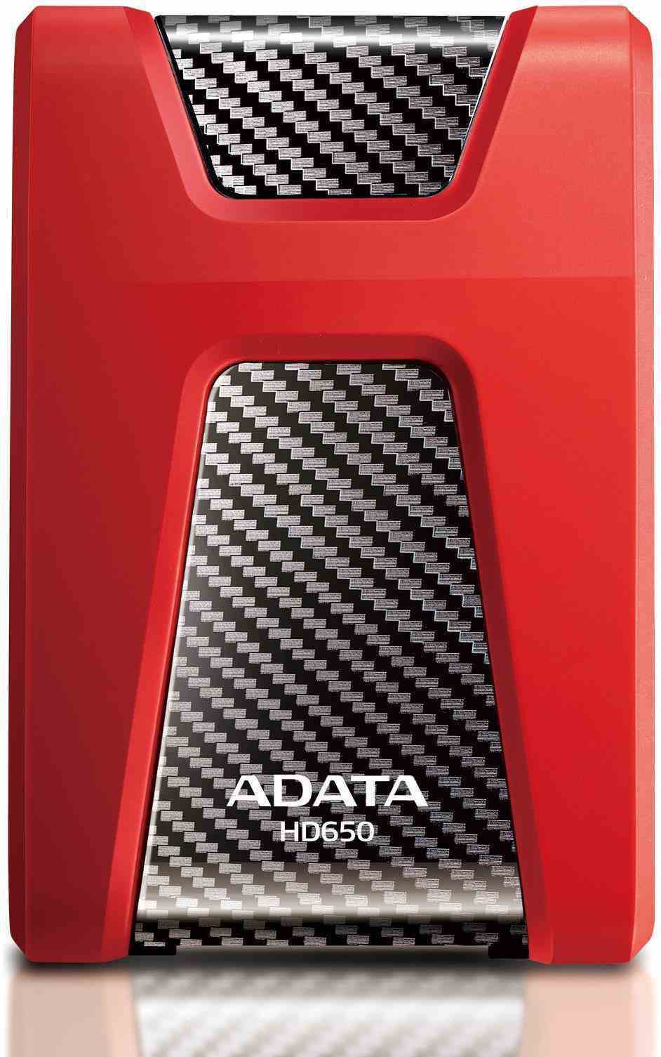 ADATA Externí HDD 1TB 2,5" USB 3.1 DashDrive Durable HD650, červený (gumový, nárazu odolný)