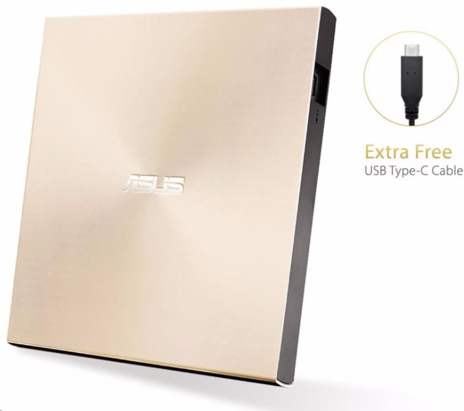 ASUS DVD ZenDrive SDRW-08U9M-U GOLD, External Slim DVD-RW, USB Type-C/Type-A, M-DISC (90DD02A5-M29000)