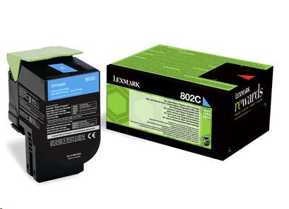 LEXMARK cyan toner 802C pro CX310/410/510 z programu Lexmark Return (1000 stran) (80C20C0)