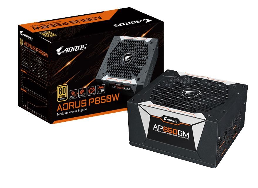 GIGABYTE zdroj AORUS AP850GM, 850W, 80plus gold, modular, 135 mm fan GP-AP850GM