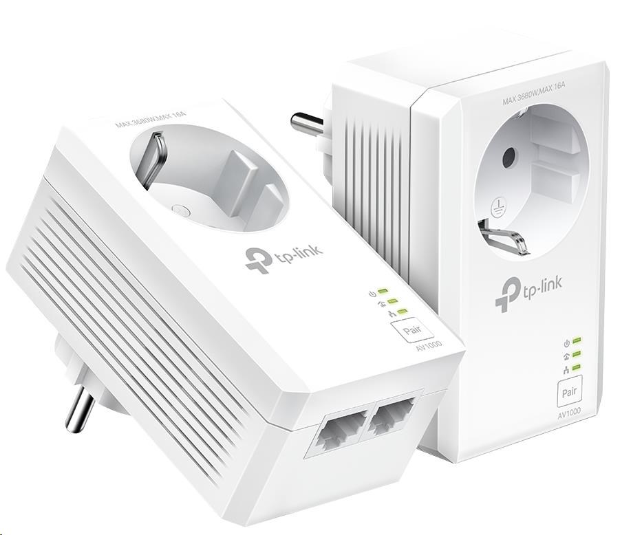 TP-Link TL-PA7027PKIT [Síťový adaptér Powerline AV1000 s průchozí zásuvkou a 2 gigabitovými porty] TL-PA7027P KIT