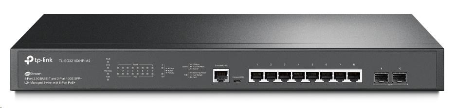 TP-Link JetStream switch TL-SG3210XHP-M2, 8x 2.5GbE RJ45, 2x 10GbE SFP+, 1xMicroUSB, 2x Fan