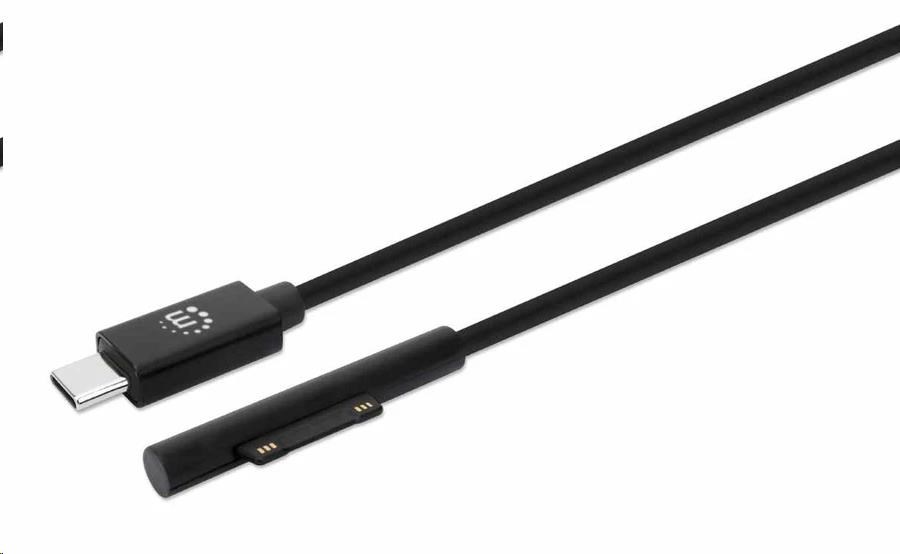 Manhattan 353632 nabíjecí, Surface Connect to USB-C Charging Cable (M/M), 15 V / 3 A, 1.8m, černý