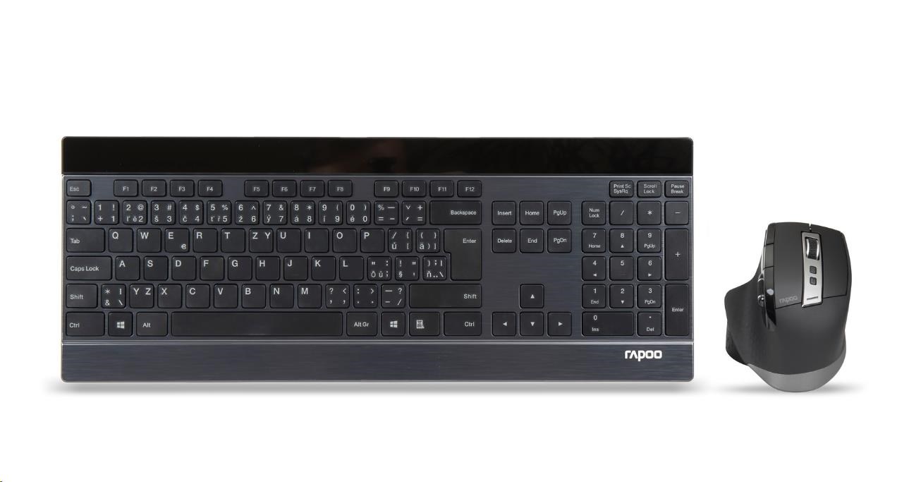 RAPOO set klávesnice a myš 9900M multi-mode bezdrátový ultra-slim CZ/SK, černá 6940056193490