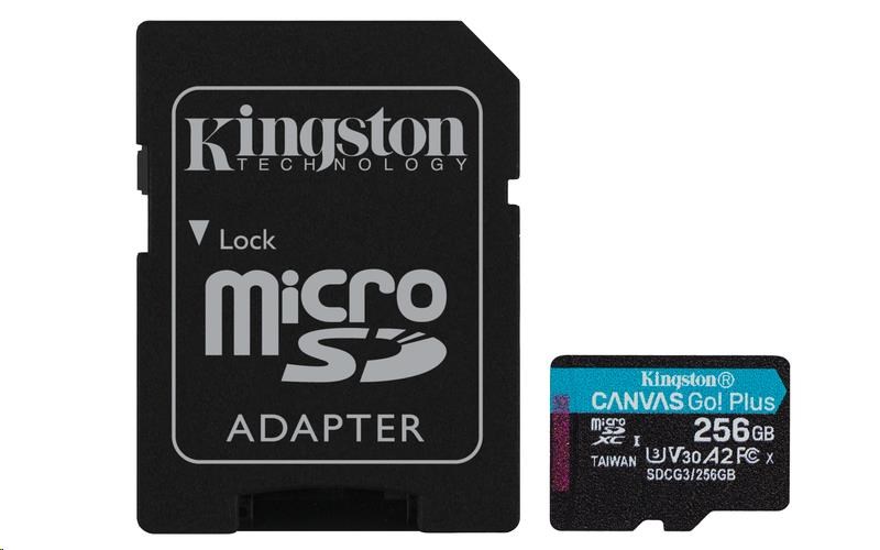 Kingston MicroSDXC karta 256GB Canvas Go Plus 170R A2 U3 V30 Card + ADP SDCG3/256GB