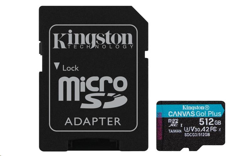 Kingston MicroSDXC karta 512GB Canvas Go Plus 170R A2 U3 V30 Card + ADP SDCG3/512GB