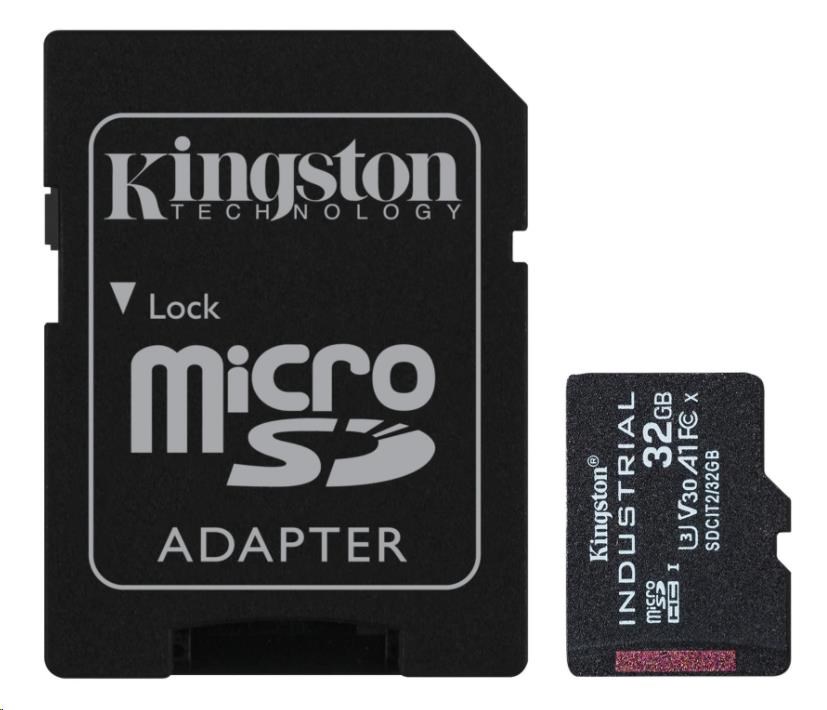 Kingston MicroSDHC karta 32GB Industrial C10 A1 pSLC Card + SD Adapter SDCIT2/32GB