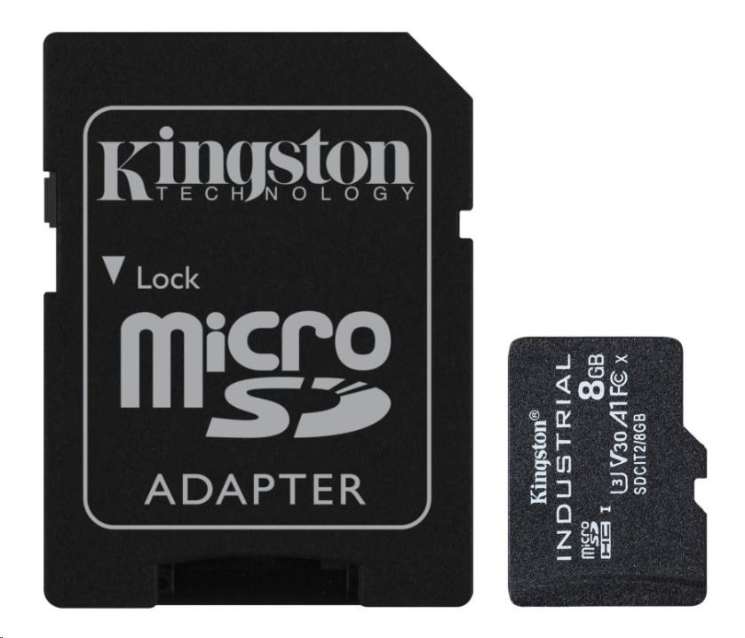 Kingston MicroSDHC karta 8GB Industrial C10 A1 pSLC Card + SD Adapter SDCIT2/8GB