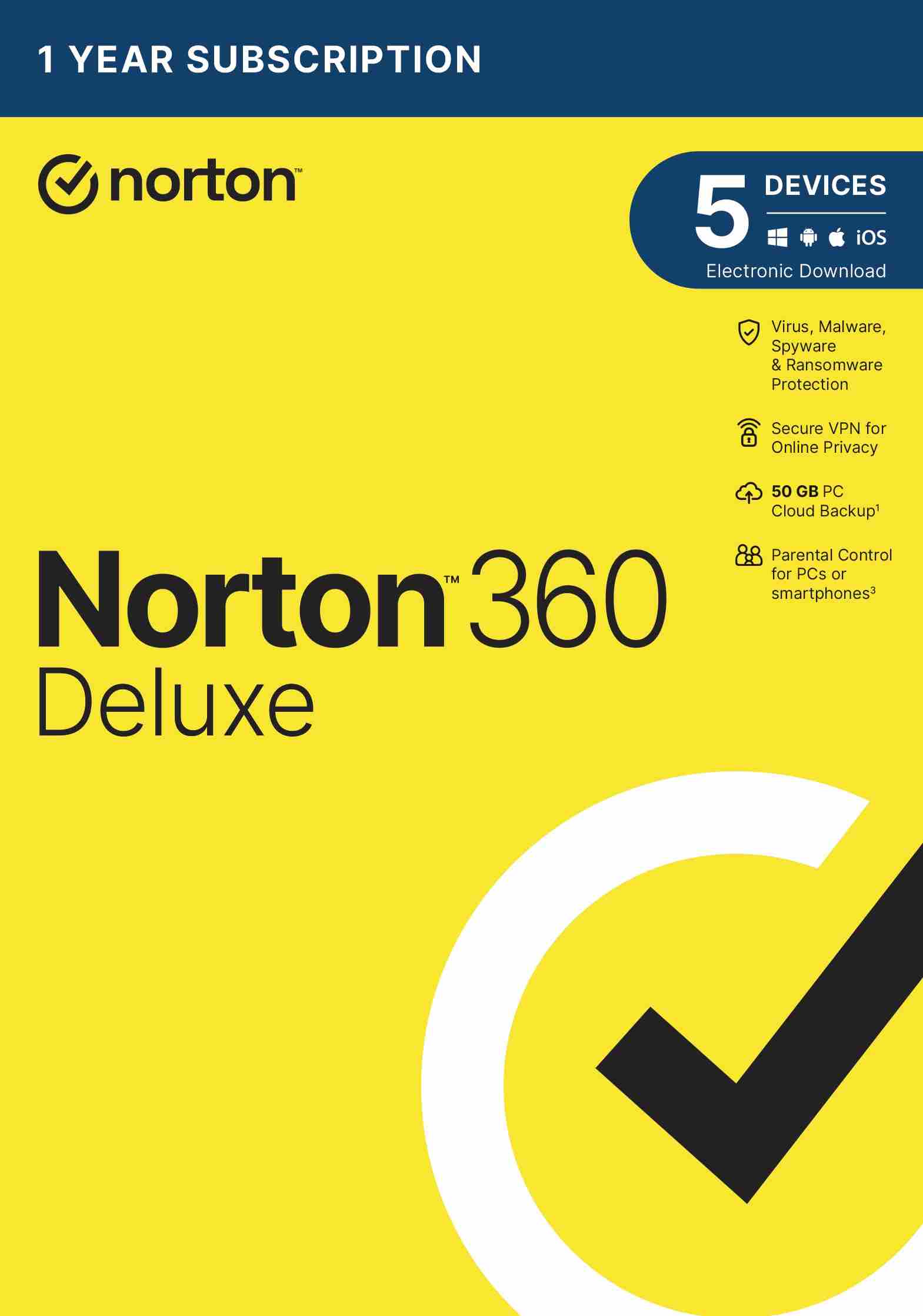 NORTON 360 DELUXE 50GB +VPN 1 uživatel pro 5 zařízení na 1 rok - ESD 21405762