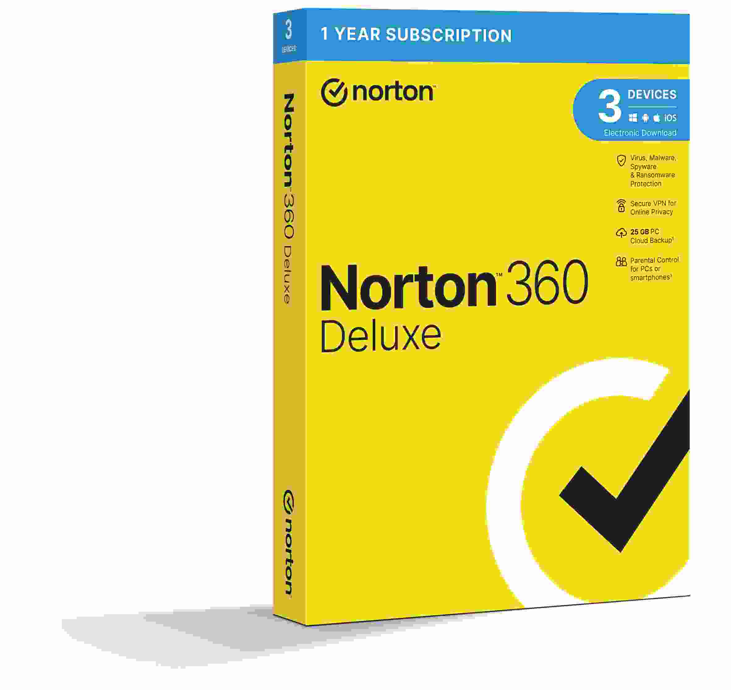 NORTON 360 DELUXE 25GB +VPN 1 uživatel pro 3 zařízení na 1 rok BOX 21416704