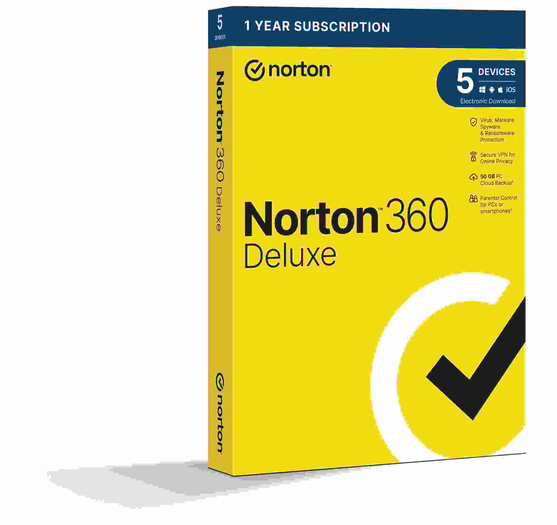 NORTON 360 DELUXE 50GB +VPN 1 uživatel pro 5 zařízení na 1 rok - BOX 21415000