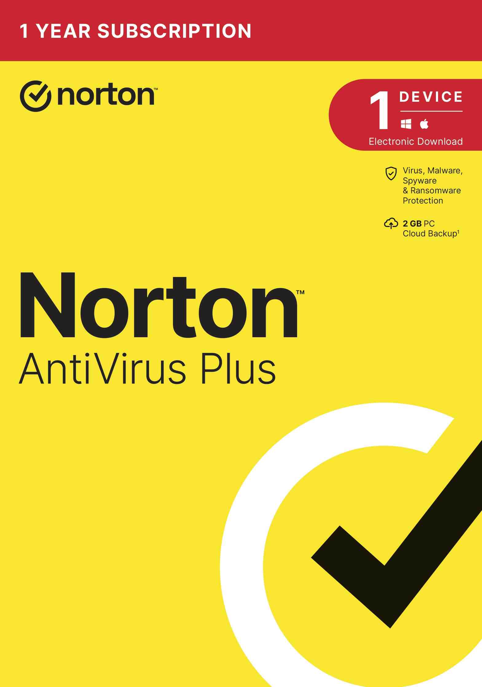 NORTON ANTIVIRUS PLUS 2GB CZ 1 uživatel pro 1 zařízení na 1 rok ESD 21408138