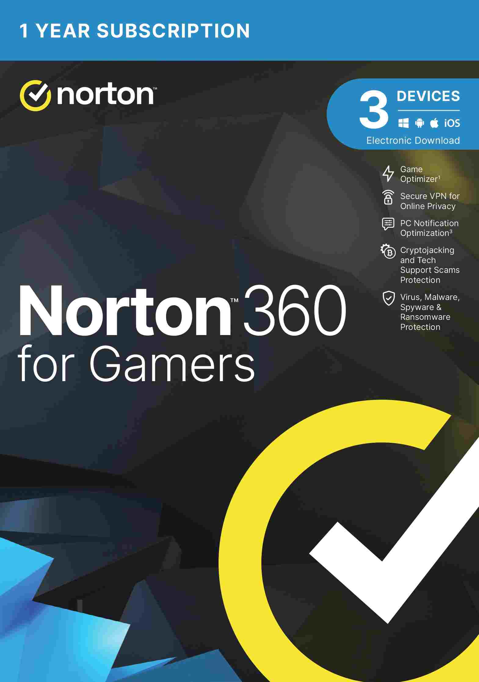 NORTON 360 FOR GAMERS 50GB CZ 1 uzivatel pro 3 zarizeni  na 1 rok ESD 21415812