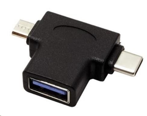 Adaptér USB3.0 female na dva konektory USB 3.1 C/male + micro USB B/male kur31-12