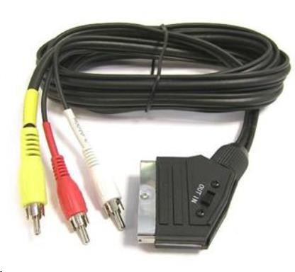 PremiumCord Kabel SCART - 3xCINCH M/M 1.5m in/out přepínač kjssc-2