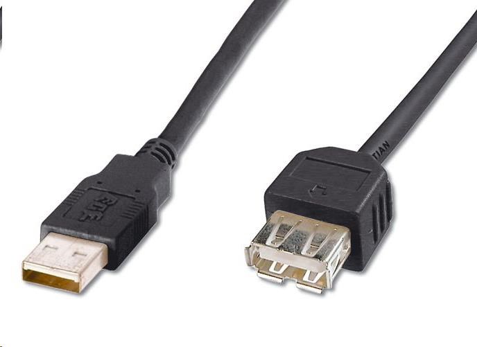 PremiumCord USB 2.0 kabel prodlužovací, A-A, 5m černá kupaa5bk