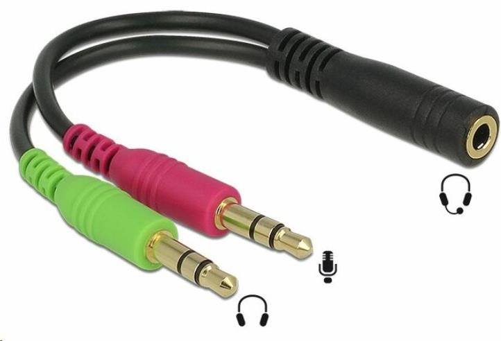 PREMIUMCORD Adaptér 4pólový jack3,5mm pro sluchátka a mikrofon, 30cm kjr-50