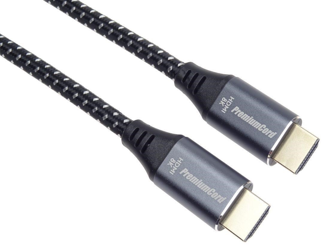 PREMIUMCORD Kabel HDMI 2.1 High Speed + Ethernet kabel 8K@60Hz, zlacené konektory, 1m kphdm21s1