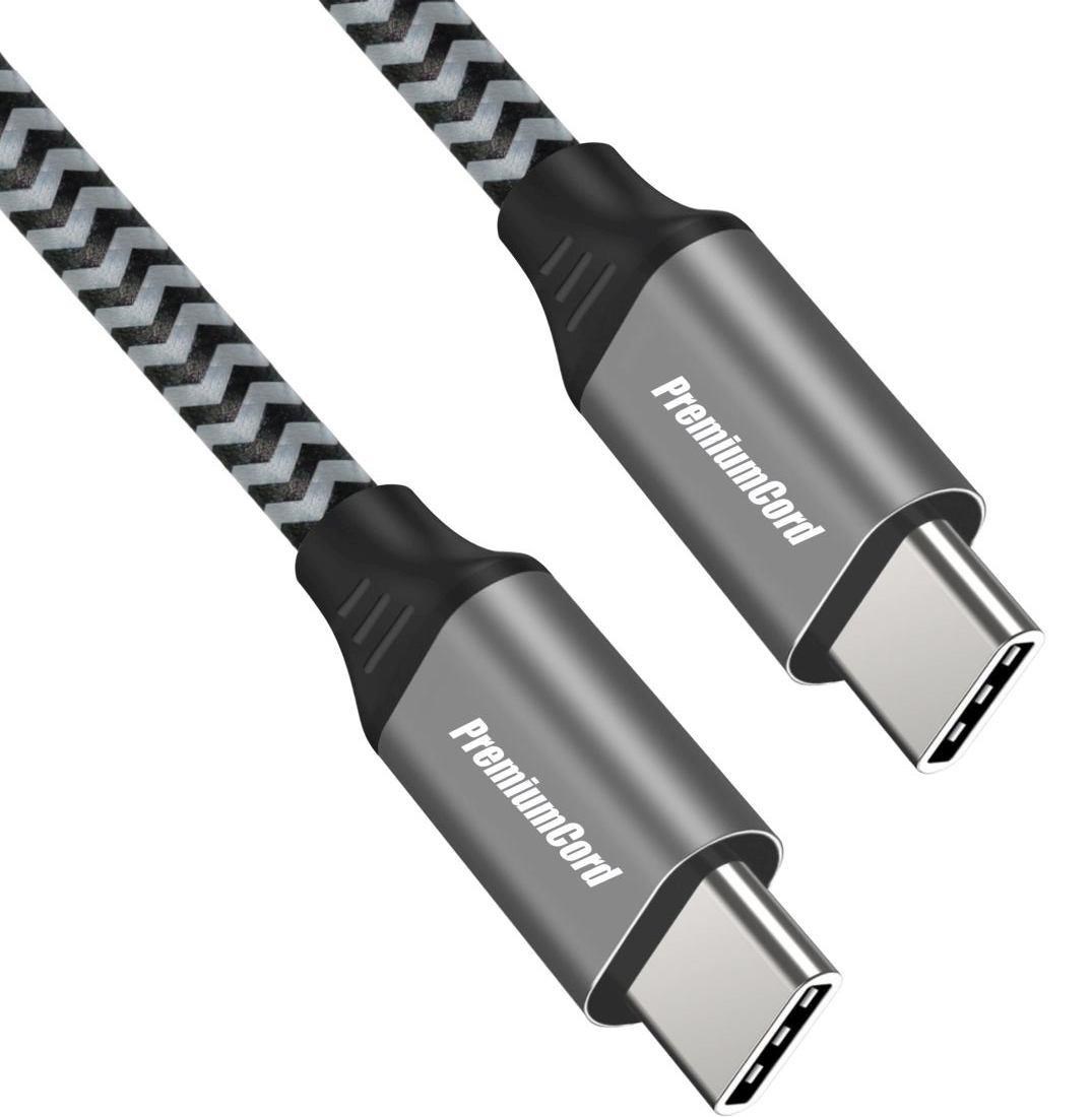 PREMIUMCORD Kabel USB-C M/M, 100W 20V/5A 480Mbps bavlněný oplet, 1m ku31cw1