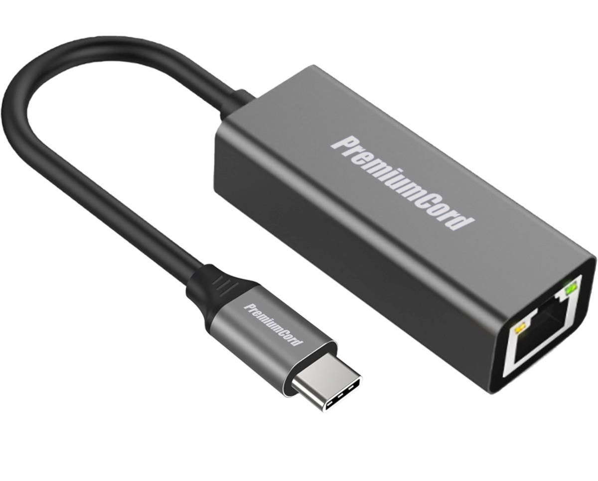 PremiumCord převodník USB-C na Gigabit konektor RJ45 ku31ether02