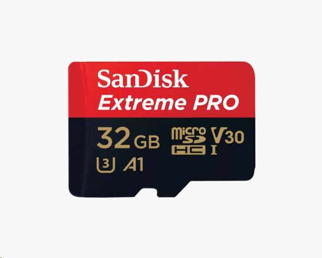 SanDisk 32GB microSDHC Card Extreme PRO (100MB/s, Class 10 UHS-I V30) + Adapter SDSQXCG-032G-GN6MA